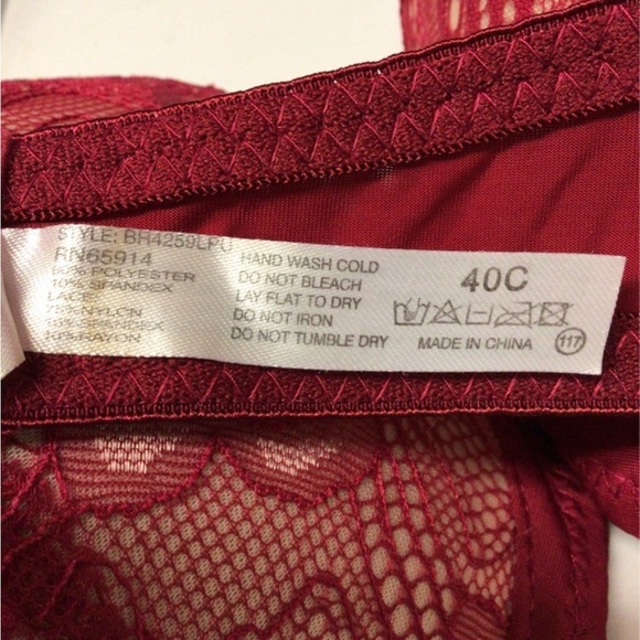 Sofra Lace Front Push Up Padded Bra with Underwire, Red, size 40C - Picture 6 of 10